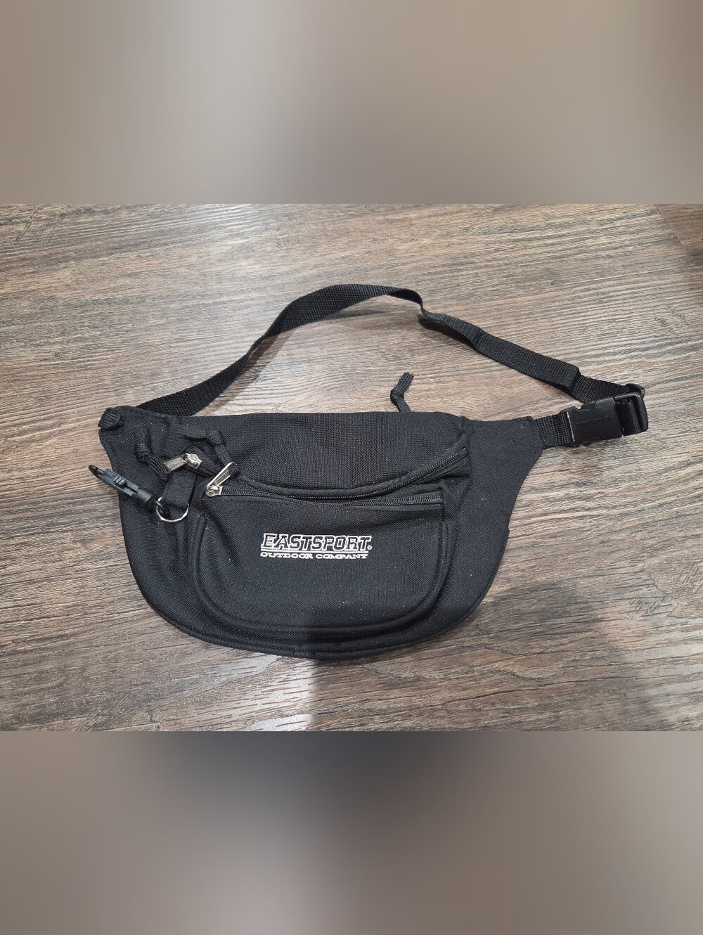 Eastsport Black Belt Bag with Front Zip Pocket